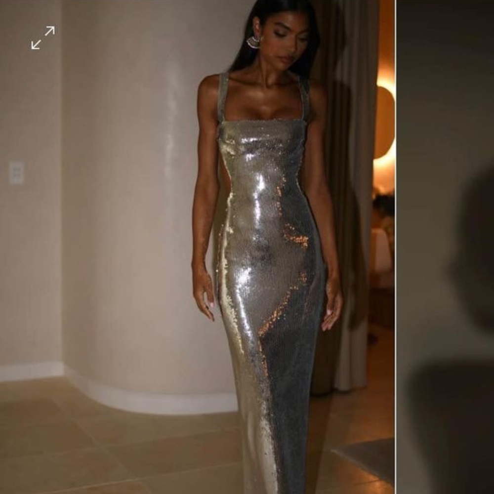Meshki Silver Sequin Maxi Dress